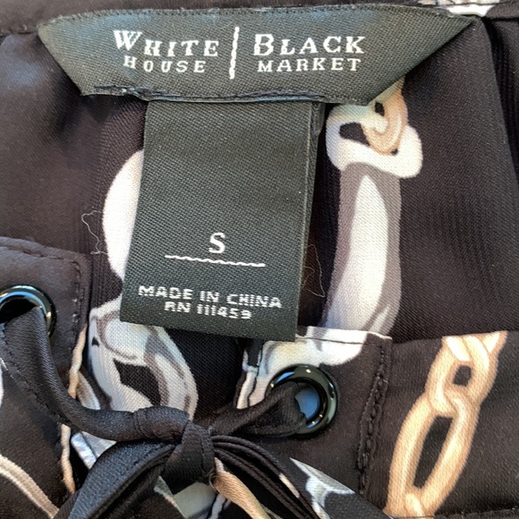 White House Black Market Chain Print Lace Up Peasant Blouse - Picture 4 of 6